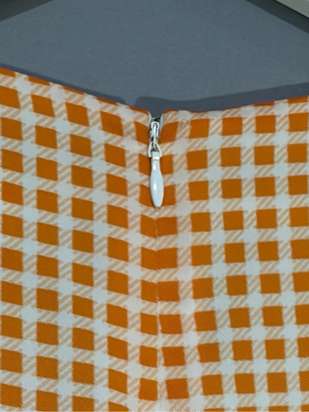 Club Monaco Orange Gingham V-Neck A-Line Maxi Dress Size 8 - Picture 11 of 13